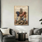 Ship Next Day – Patriotic Canvas Wall Art, God Bless America Cross with Flag, Rustic Country Farmhouse Decor, Wildflowers and Rocks, Americana Framed Prints for Bedroom - Image 7