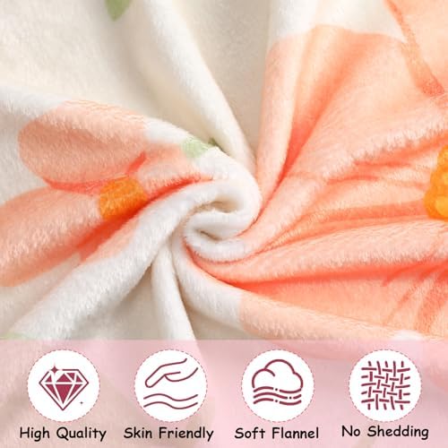 Buryeah 4 Pcs Floral Throw Blanket Flower Flannel Throw Thanksgiving Gift - Image 2