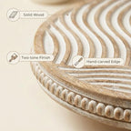 Wood Riser for Kitchen Counter, Round Wooden Trays for Decor, Wavy Lines - Image 4