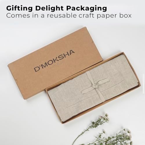 Signature Linen™ by D'Moksha, Natural Table Runner 36 Inches, 100% Pure Linen, Hemstitch, Coffee Table Runner, 14 x 36 Inch for Dresser Tables- Fall, Weddings, Outdoor Hosting - Image 5