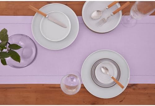 Solino Home Cotton Linen Table Runner Lavender Woven, 14 x 108 in - Image 3