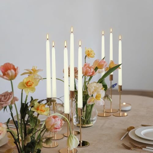 50 Pack Ivory Taper Candles 10 Inch - Classic Soft White Dinner Candles, Dripless Unscented Premium Wax with Cotton Wick, 8-Hour Burn Time for Wedding, Vintage & Formal Table Decor - Image 5