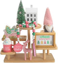 Pink Christmas Decorations 8 PCS Tiered Tray Decor Set for Home Office by SYNCVIBE