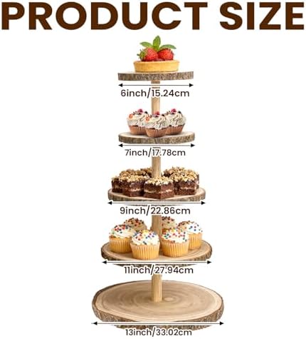 5 Tier Wooden Cupcake Stand Large Tiered Cake Display Tower - Image 2