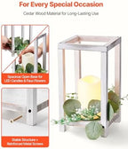 VEVOR 12 Set/36 Pcs Wooden Wedding Lantern Centerpiece, Includes 12 Wooden Lantern Candle Holder 12 Flameless LED Candle 12 Eucalyptus Leaves Wreath for Wedding Table Party Farmhouse Decor, White - Image 3