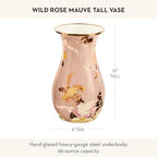 MACKENZIE-CHILDS Enamel Tall Vase, Wild Rose Mauve - Image 4