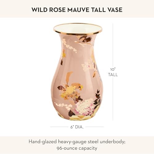 MACKENZIE-CHILDS Enamel Tall Vase, Wild Rose Mauve - Image 4
