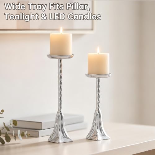 Cast Iron Candle Holder, 2 Pcs Candle Holders for Pillar Candles - Image 4