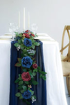 PONATIA 5FT Handcrafted Artificial Rose Flower Garland- Burgundy & Navy - Image 5
