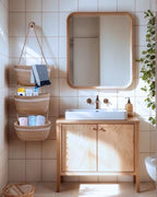 Over the Door Hanging Basket for Organizing 3 Tiers Woven Cotton Rope Wall Mount Storage basket Decorative Kitchen Hanging Organizer Bathroom include 1door hook Flaxen - Image 2
