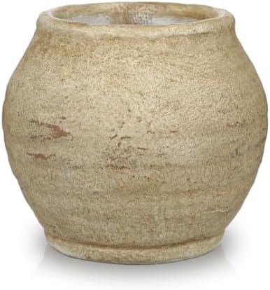 Briful Rustic Ceramic Decorative Vase, Farmhouse Textured Tabletop Vase by Briful