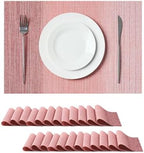 Leetaltree Gradient Pink Woven Placemats Set of 24 - Heat Resistant Non-Slip Place mats for Dining Table, Washable Durable PVC Vinyl Woven Table Mats(Gradient Pink, 24) by Leetaltree-ArtatEveryTable