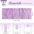 12 Pack Lavender Table Runner 10Ft Cheesecloth Table Runner Rustic Gauze Table Runners Romantic Long Sheer Fabric Cheese Cloth Table Runners for Wedding Party Bridal Baby Shower - Image 2