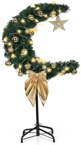 3 FT Eid Ramadan Moon Tree, Lighted Crescent Artificial Tree with LED Star String, Garden Decor Outdoor Lights,Islamic Decoration for Garden, Indoor, Home, Party Decor(Green) by MokemokBrand