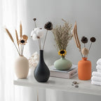 Vase Set of 4 with Dried Flower for Shelf Home Decor Matte Ceramic - Image 3