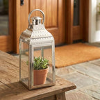 TRIROCKS Stainless Steel Candle Lanterns 12''H Decorative Candle Holders with Tempered Glass for Indoor Outdoor Porch Garden Parities and Wedding(Silver) - Image 2