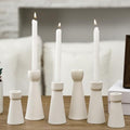 Mumufy 6 Pcs White Taper Candle Holder Candlesticks, Ceramic Candle Stick by Mumufy