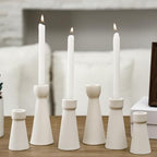Mumufy 6 Pcs White Taper Candle Holder Candlesticks, Ceramic Candle Stick by Mumufy