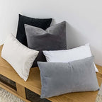 JUSPURBET 28x28 Euro Velvet Throw Pillow Covers Set of 2,Cream White - Image 4