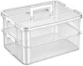 CraftGenes 2-Tier Clear Craft Storage Box with Handle by CraftGenesTools