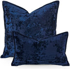 Premium Series, Crushed Velvet Throw Pillow Covers, Luxury Thick Cushion Cases for Home Decor, Navy Blue, 12x20 Inch, Covers Only - Image 2