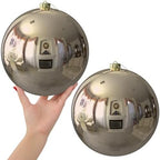Champagne Gold 8.0" Extra Large Christmas Ornaments - Christmas Tree Decoration Balls Shatterproof Hanging Shiny Balls for Birthday Holiday Wedding Decorations Set of 2pcs by GameXcel