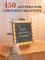 10"×10" Felt Letter Board with LED Lights & Stand, First Day of School Sign - Image 5