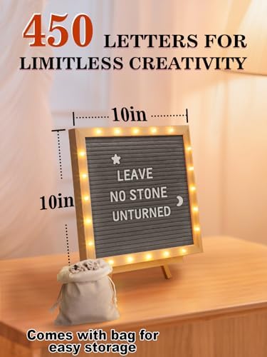 10"×10" Felt Letter Board with LED Lights & Stand, First Day of School Sign - Image 5