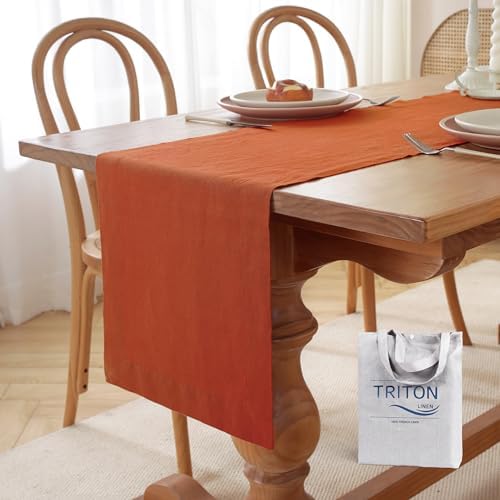 100% Pure French Linen Table Runner (Caramel,14x132 Inch) - Image 6