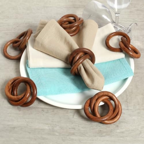 Lightnpro Natural Wooden Decorative Napkin Rings Set of 8, Serviette Napkin Rings Bulk for Party Decoration, Table Top Décor for Dinning Table, Everyday, Christmas, Easter Family Gatherings - Image 5