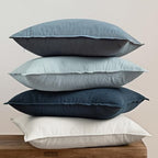 MIULEE Blue Boho Linen Decorative Pillow Covers 18x18 Inch Pack of 4 - Image 3