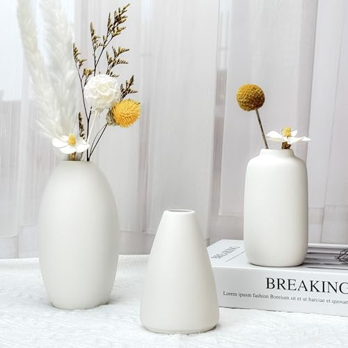 White Vases Set of 10, Small Ceramic Flower Vases Bulk Bud Vases for Wedding Table Centerpieces Decor Pampas Grass Modern Boho Home Party Decor DIY Gift - Image 3