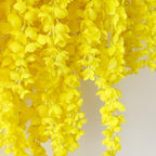 mizii 6Pcs Yellow Wisteria Hanging Flowers 48" Silk Wisteria Artificial Flowers Garland Vines Fake Hanging Flowers Decoration for Wedding Flower Wall Backdrop Centerpieces Party Room Decor (Yellow) - Image 4