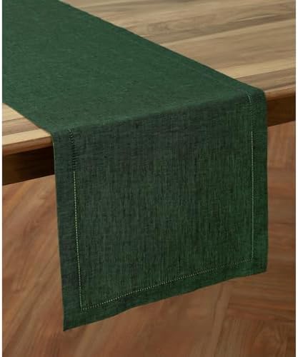 Solino Home 100% Pure Linen Dining Table Runner Green, Milan 14 x 132 in - Image 2