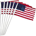 JRED 6 Pack Small American Flags on Stick, 16x24 Inch Handheld US Flag, with Retractable Stainless Steel Pole Safety Spear Top, 4th of July USA 250th Anniversary Decorations by Home