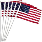 JRED 6 Pack Small American Flags on Stick, 16x24 Inch Handheld US Flag, with Retractable Stainless Steel Pole Safety Spear Top, 4th of July USA 250th Anniversary Decorations by Home