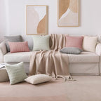 MIULEE Euro Sham Corduroy Decorative Throw Pillow Covers 24x24 Blush Pink - Image 4