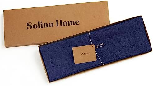 Solino Home 100% Pure Linen Placemats Navy, Athena 14 x 14 in, Set of 4 - Image 3