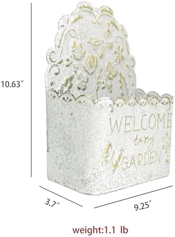 Decorative Hanging Wall Basket Shabby Chic Wall Planter for Indoor Planters Decor White Wall Planter Holder Metal Hanging Planter Wall Mounted Planter for Farmhouse Garden Wall Decor - Image 2