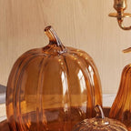 Yungyan Set of 3 Glass Pumpkin Fall Decor Table Centerpiece, Brown Tones - Image 3