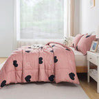 Caressma Pink Comforter Set Full Size Black Heart 3pcs with Pillowcase - Image 3