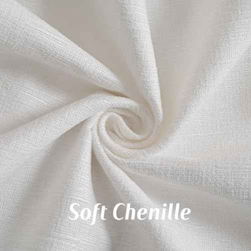 FUTEI Pack of 2 Chenille Throw Pillow Covers 24x24 Inch, White - Image 2