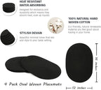 Braided Placemats Set of 6, Cotton Fabric Oval Table Mats Non Slip Washable 16 * 12 inch Oval Place Mats, 6 Pack Black Cotton Rope Woven Placemats for Wedding Birthday Baby Shower Party Decoration - Image 2