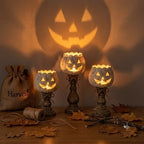 WRRX Rustic White Pumpkin Tealight Candle Holder Set of 3, Farmhouse Halloween Pumpkin Tea Light Candle Holders Decor,，Distressed White Lantern Tealight Holder Halloween Table Centerpiece Decor - Image 2