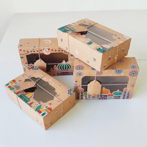 Fjlitx Ramadan Eid Mubarak Favor Boxes 20pcs Eid Mubarak Box Party Favors Candy Ramadan Box with Label Cards and String - Image 7