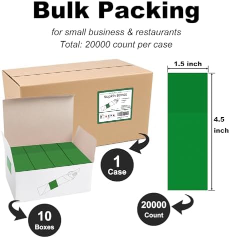 NATURALABEL Self-Adhesive Napkin Bands, Bulk Pack of 20,000, Green - Image 2