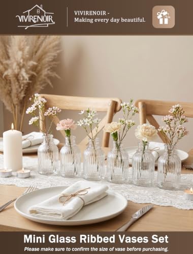 Glass Bud Vases Set of 24 Small Flower Vase in Bulk Mini Ribbed Clear VaseS - Image 6