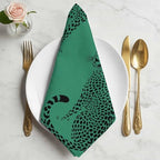 Leopard Prints Cloth Napkins Set of 6, Holiday Napkins for Baby Shower, Retro Middle Century Animals Texture Green Washable Reusable Dinner Napkin for Cocktail Wedding Party, 20 x 20 Inch - Image 2