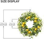22 Inch Summer Lemon Greenery Wreath, Artificial Wreath with Yellow Lemons and Mixed Foliage, Farmhouse Front Door Wreath for Porch Wall Decor, Spring Summer Home Decoration - Image 5