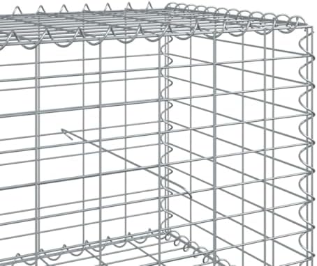 vidaXL Gabion Basket with Cover 39.4"x39.4"x19.7" Galvanized Iron - Image 4